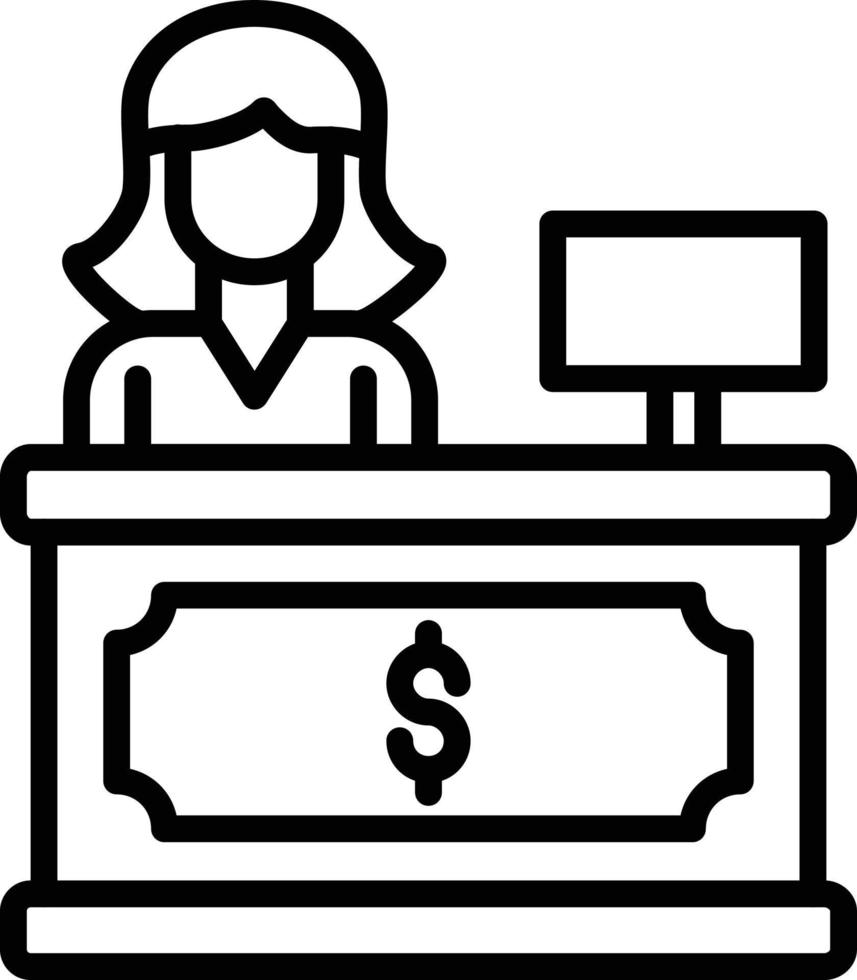 Cashier Counter Line Icon vector