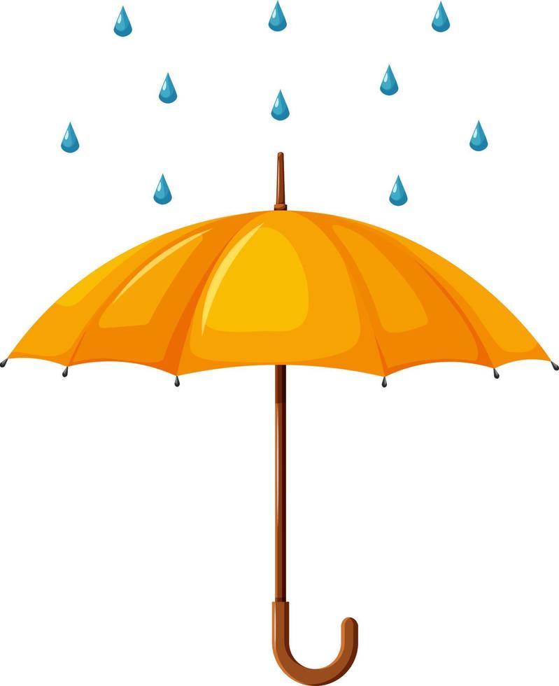 Yellow umbrella with raindrops vector