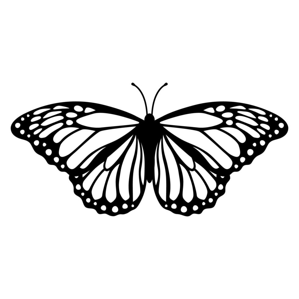 silueta de mariposa monarca. ilustración vectorial aislado sobre fondo blanco vector