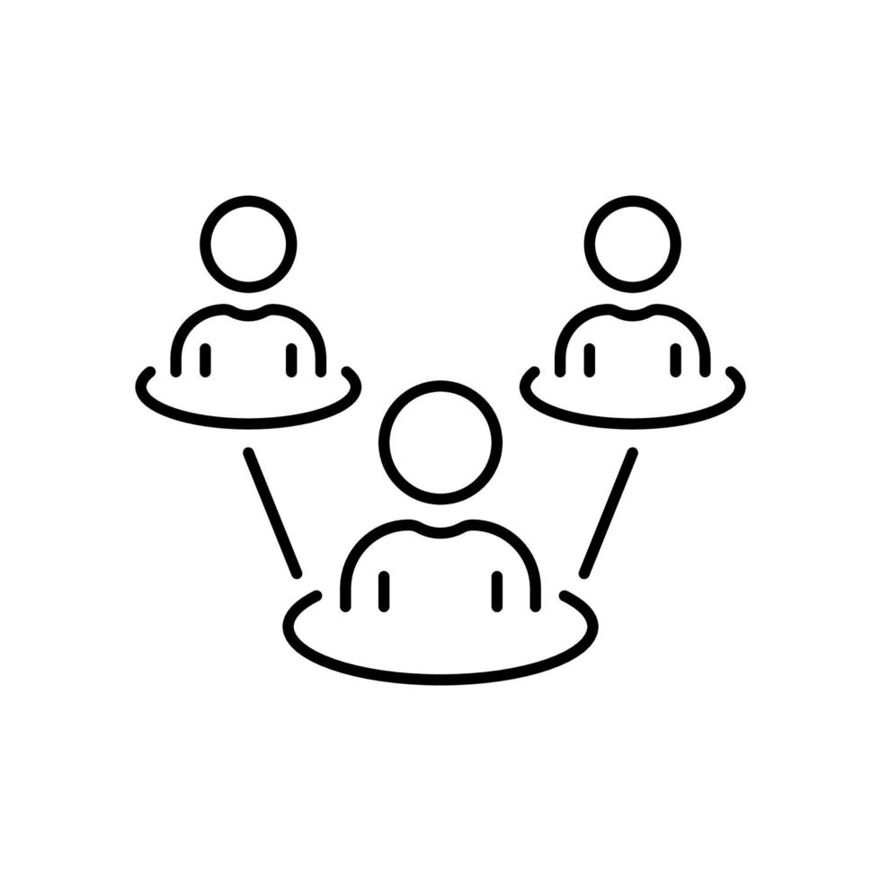 Social Network Line Icon. Business Technology Community World Company Linear Pictogram. Networking Hub Media Information Communication Outline Icon. Editable Stroke. Isolated Vector Illustration.