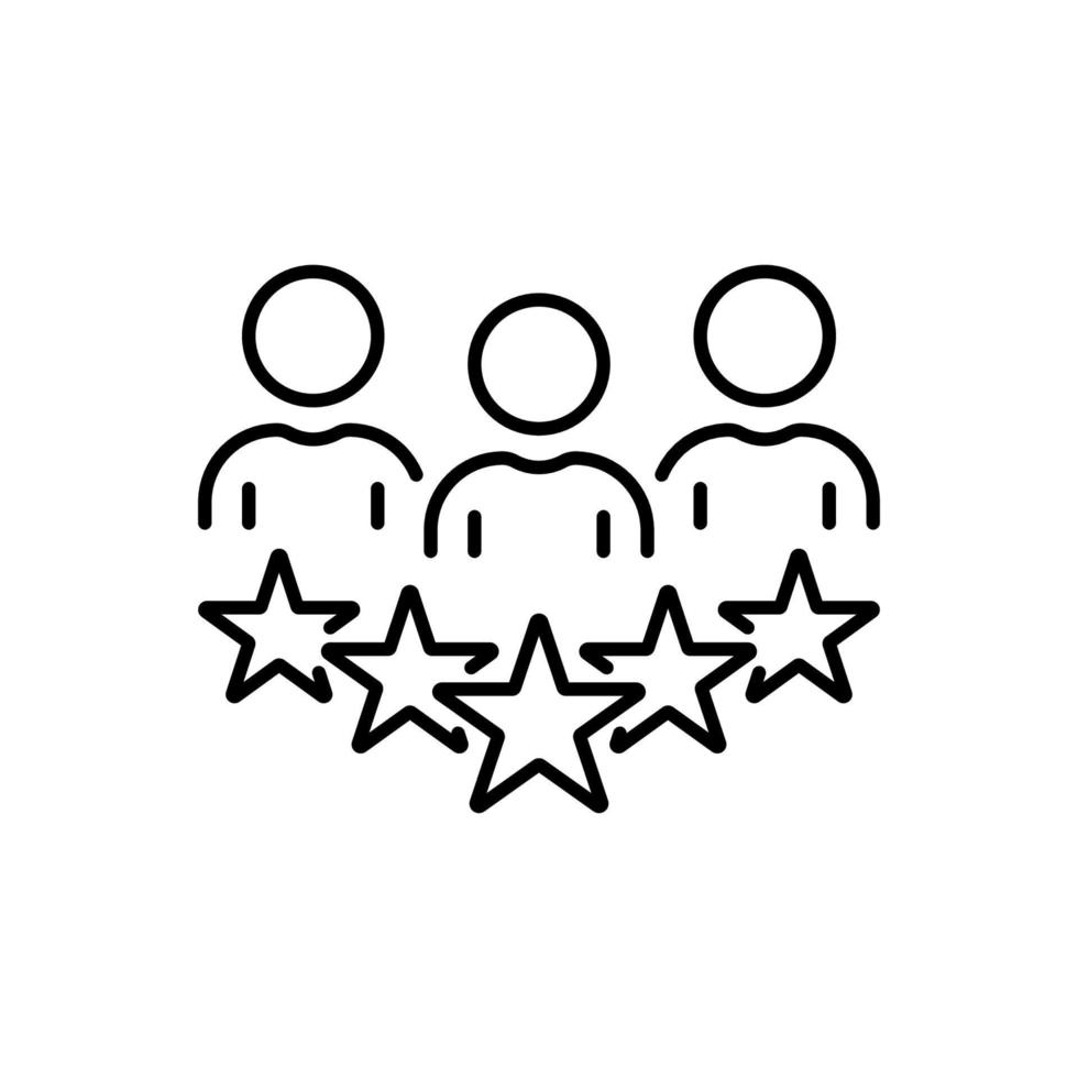 Experience Qualification Team Line Icon. Satisfaction User Customer Service Review Linear Pictogram. Good Quality Happy Client High Quality Outline Icon. Editable Stroke. Vector Illustration.