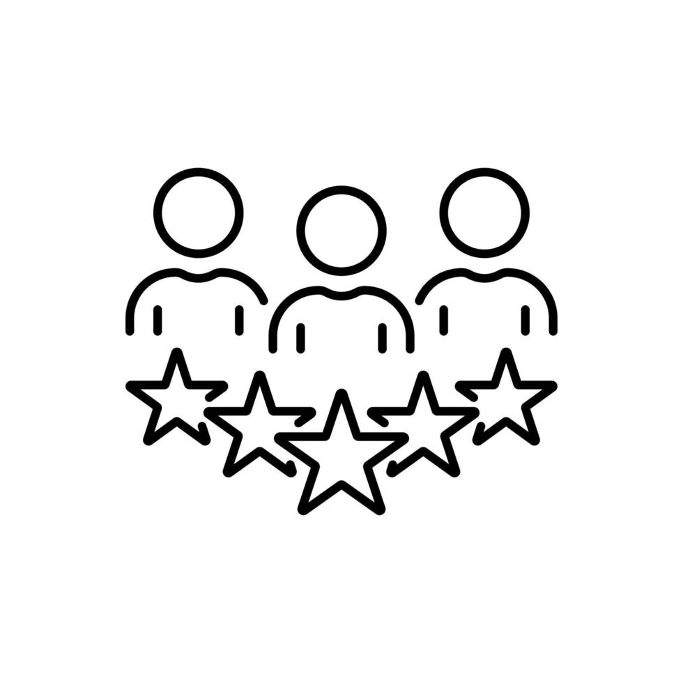 Experience Qualification Team Line Icon. Satisfaction User Customer Service Review Linear Pictogram. Good Quality Happy Client High Quality Outline Icon. Editable Stroke. Vector Illustration.