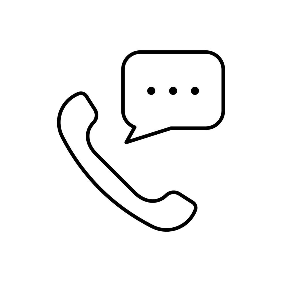 Handset Call Message Line Icon. Telephone with Speech Bubble Linear Pictogram. Web Hotline Contact Phone Receiver Customer Service Outline Icon. Editable Stroke. Isolated Vector Illustration