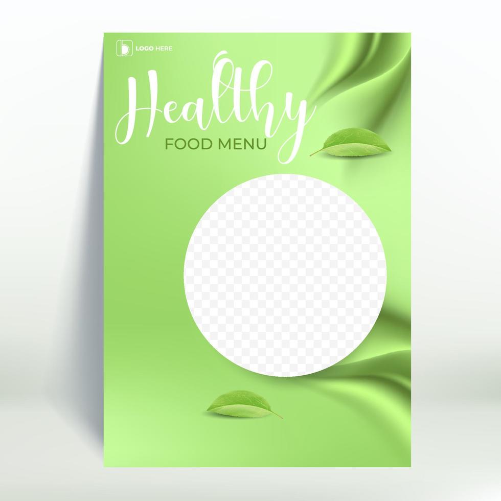 Healthy food menu poster design templates in A4 size. vector