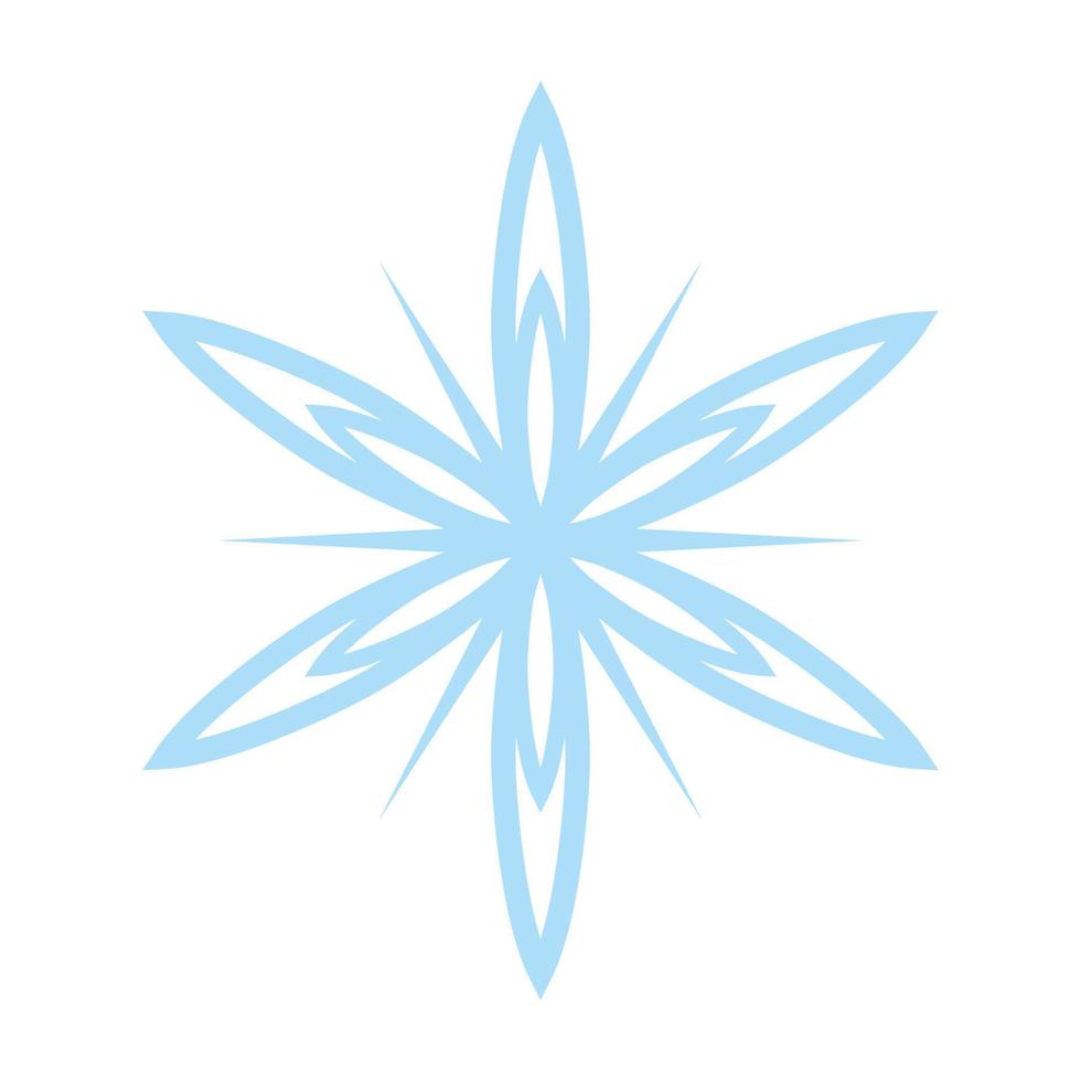 Snowflake icon, vector snow symbol isolated on white background