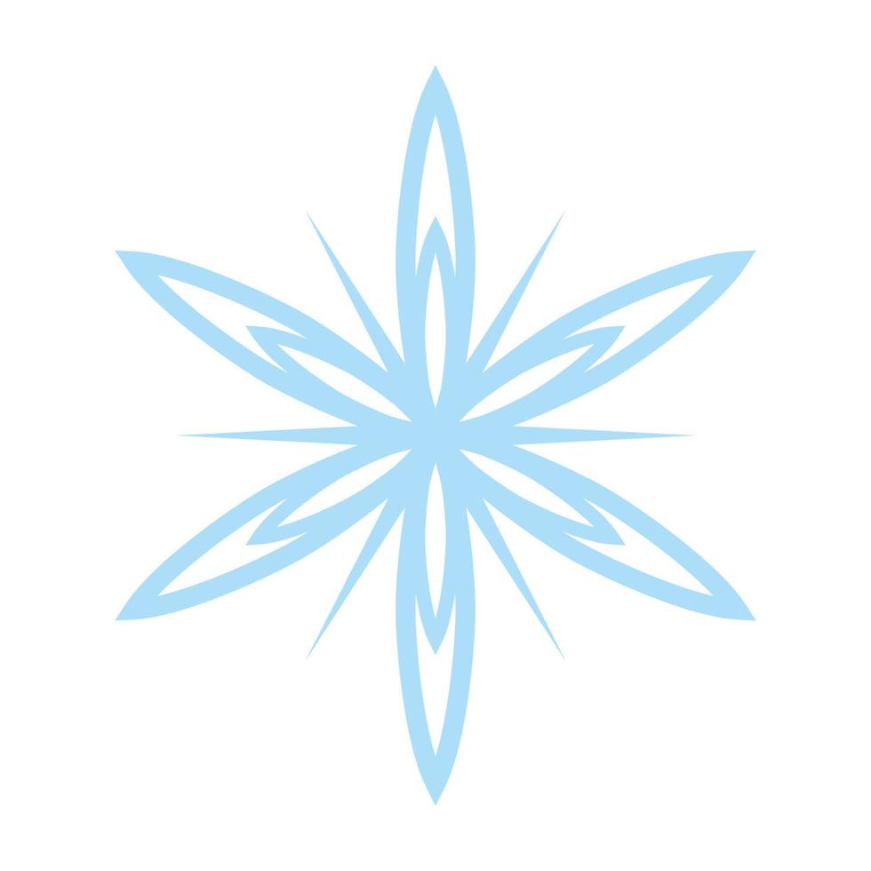 Snowflake icon, vector snow symbol isolated on white background