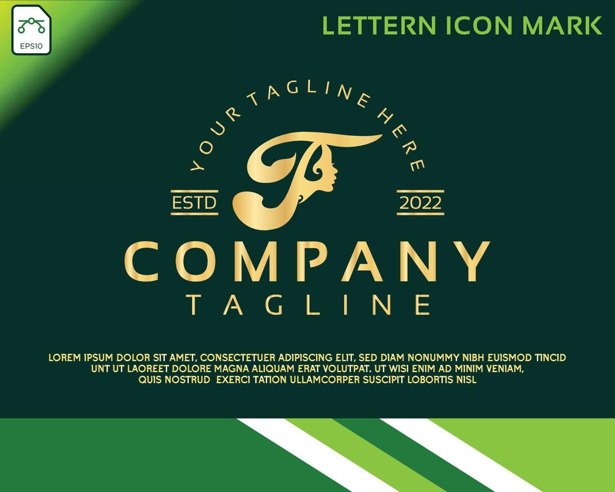 Creative beautiful woman's face with letter T luxury beauty face logo vector
