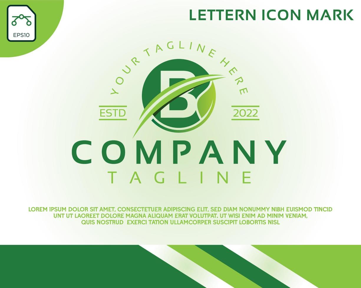 Green eco logo with letter B template design vector