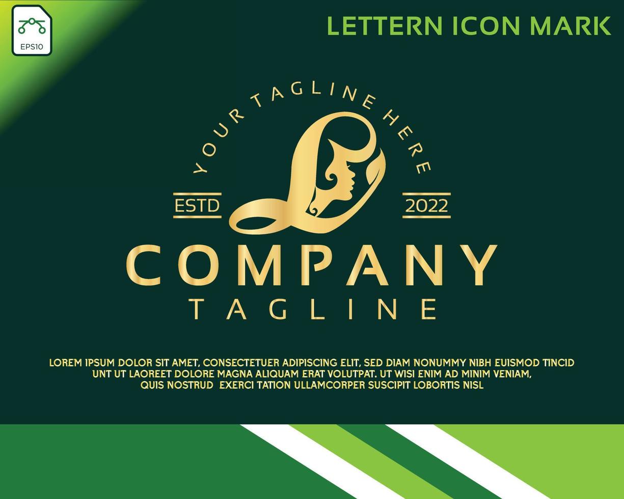 Creative beautiful woman's face with letter L luxury beauty face logo vector