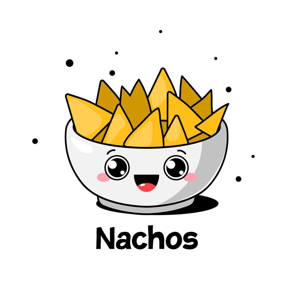 cuenco de dibujos animados de nachos. comida mexicana. ilustración vectorial vector