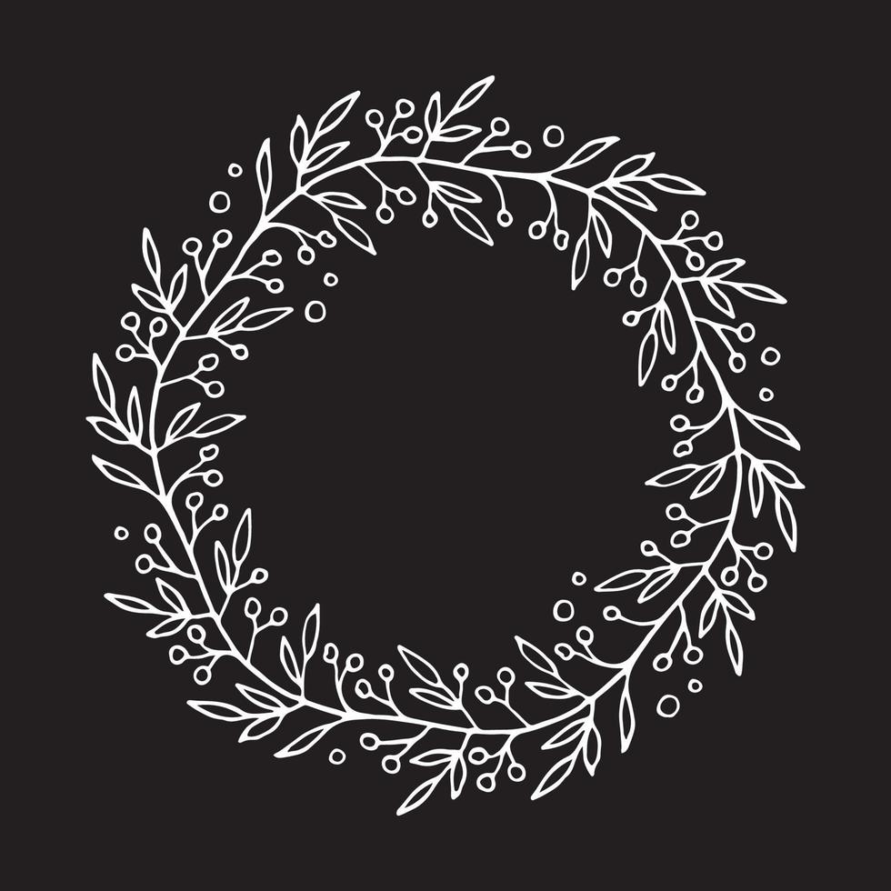 Hand drawn floral wreath, vector illustration