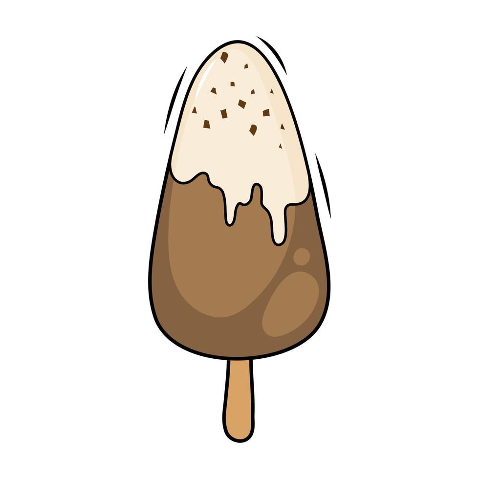 Popsicle ice cream with chocolate glaze, vector illustration