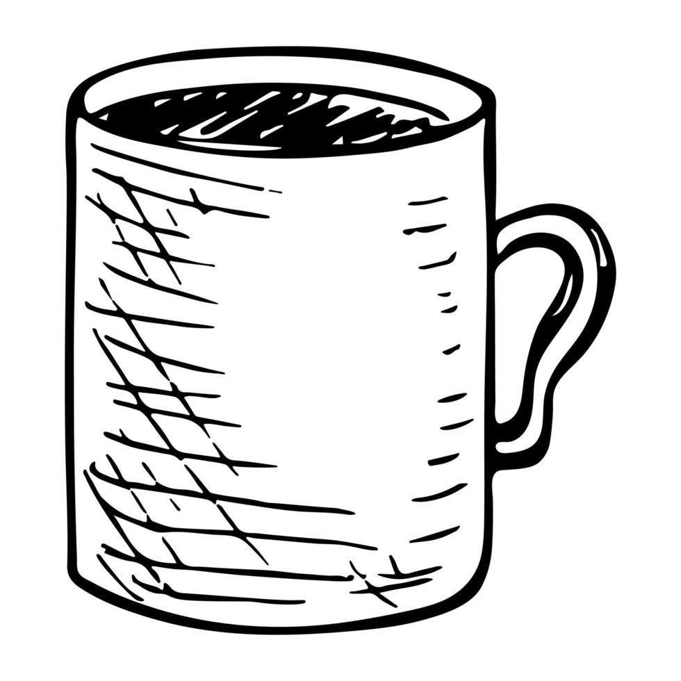 Cute cup of tea or coffee illustration. Simple mug clipart. Cozy home doodle vector