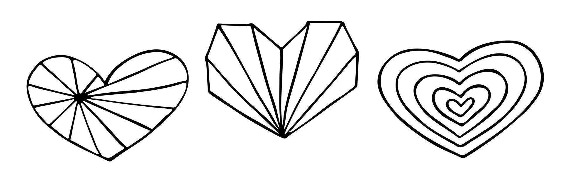 Set of simple hand drawn heart illustration. Cute valentine's day heart doodle. vector