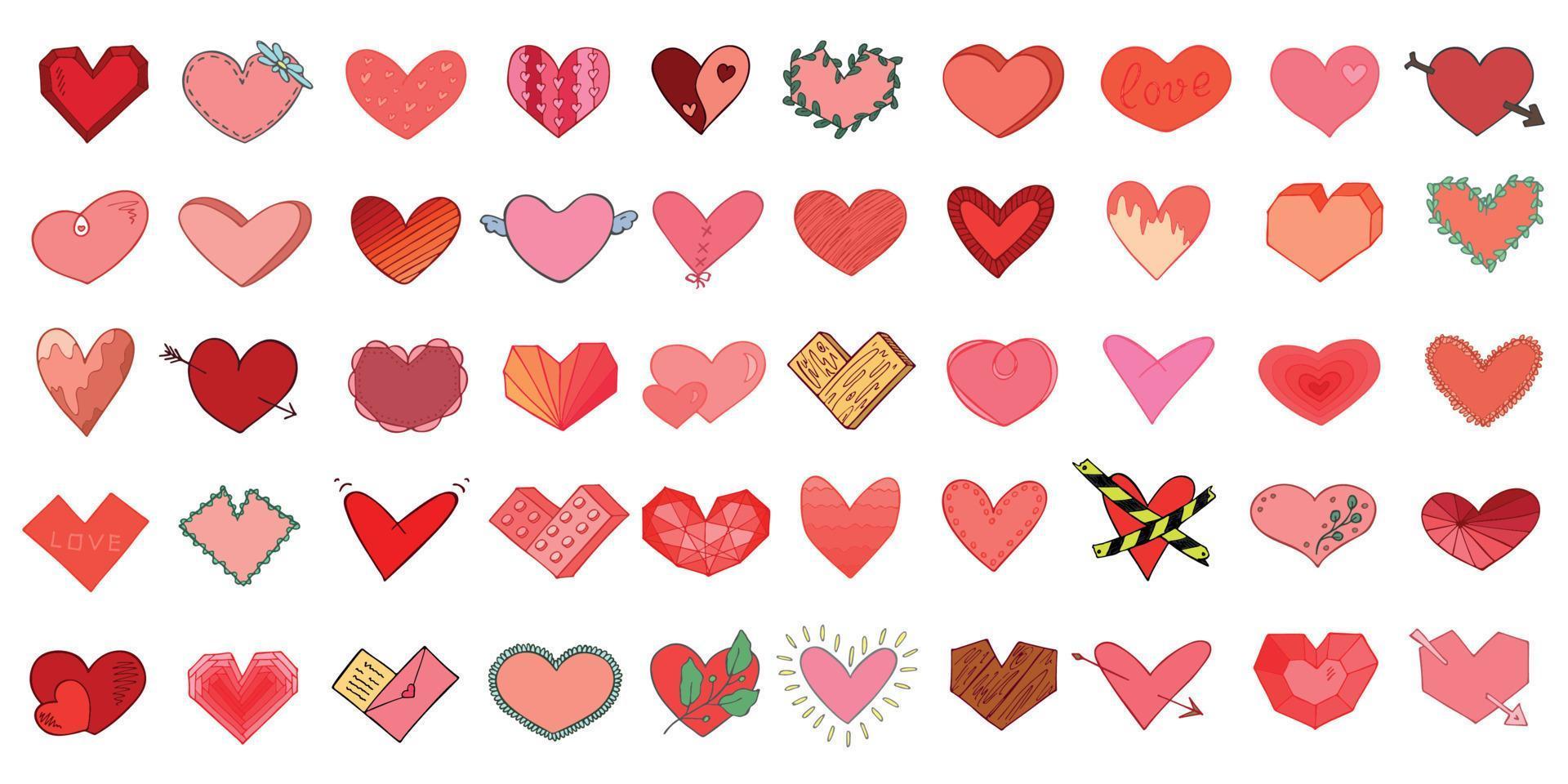 Set of simple hand drawn heart illustration. Cute valentine's day heart doodle. vector