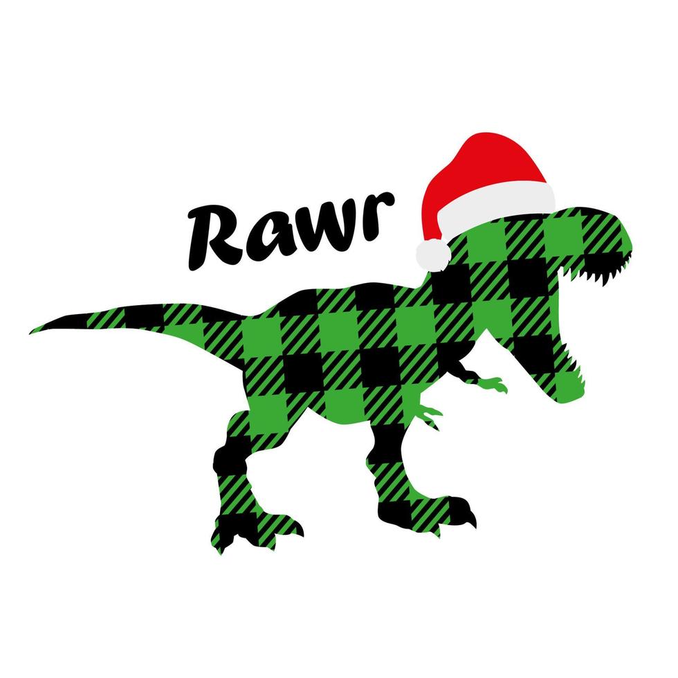 Christmas dinosaur wearing Santa hat vector