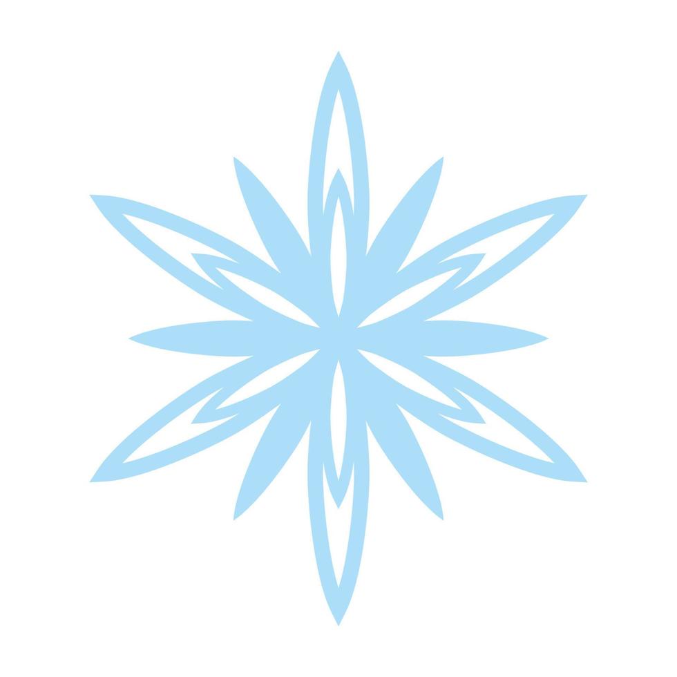 Snowflake icon, vector snow symbol isolated on white background