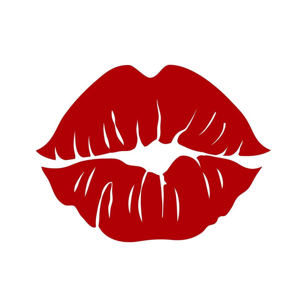 estampado de labios rojos. día de san valentín, icono de beso. ilustración vectorial sobre un fondo blanco vector