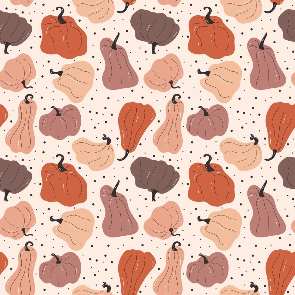 Hand drawn seamless pattern of autumn vegetables in bright colors vector