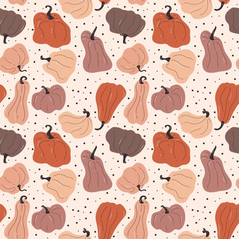 Hand drawn seamless pattern of autumn vegetables in bright colors vector