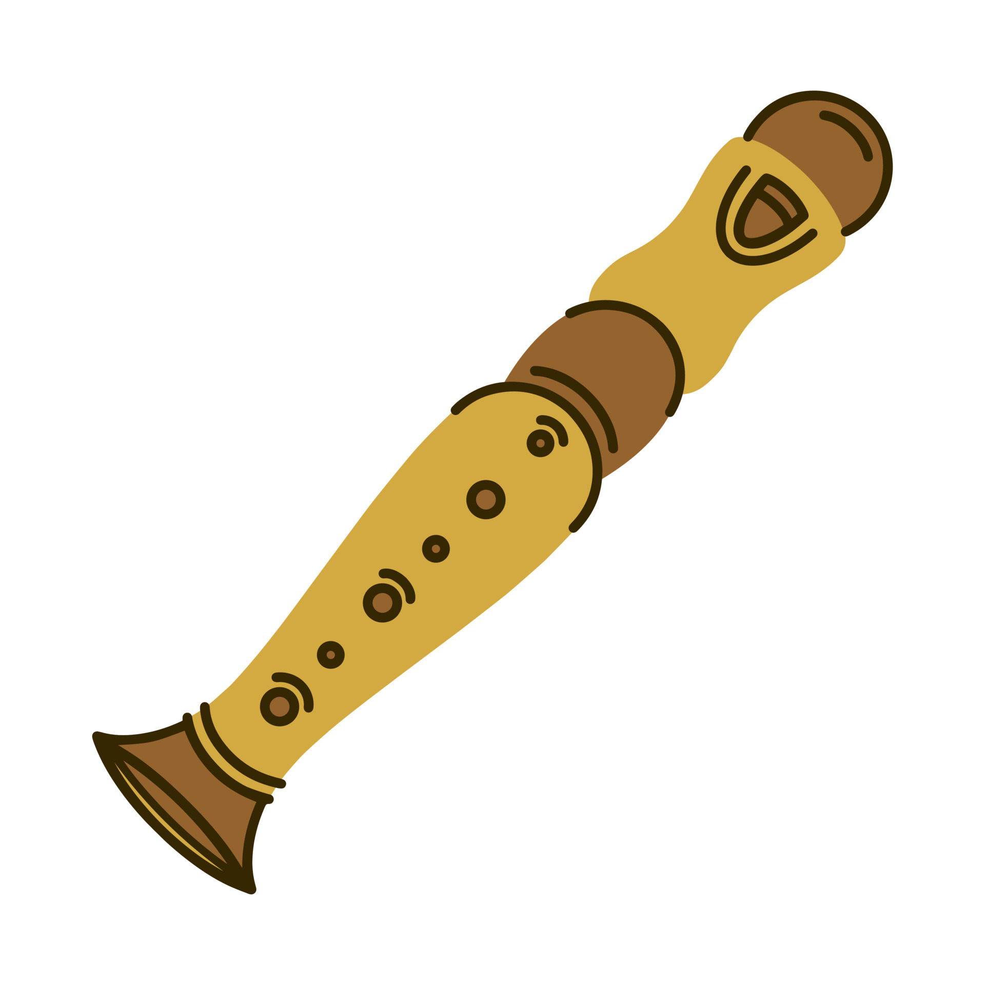 Pipe flute vector icon. Hand drawn wooden musical instrument. Slavic