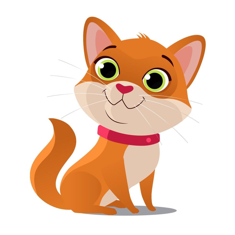 lindo gato rojo sobre fondo blanco. ilustración plana de dibujos animados de vector