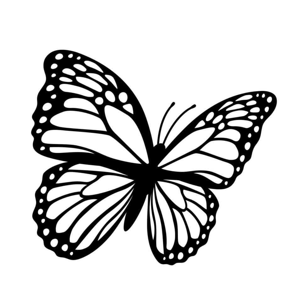 Monarch butterfly silhouette. Vector illustration isolated on white background