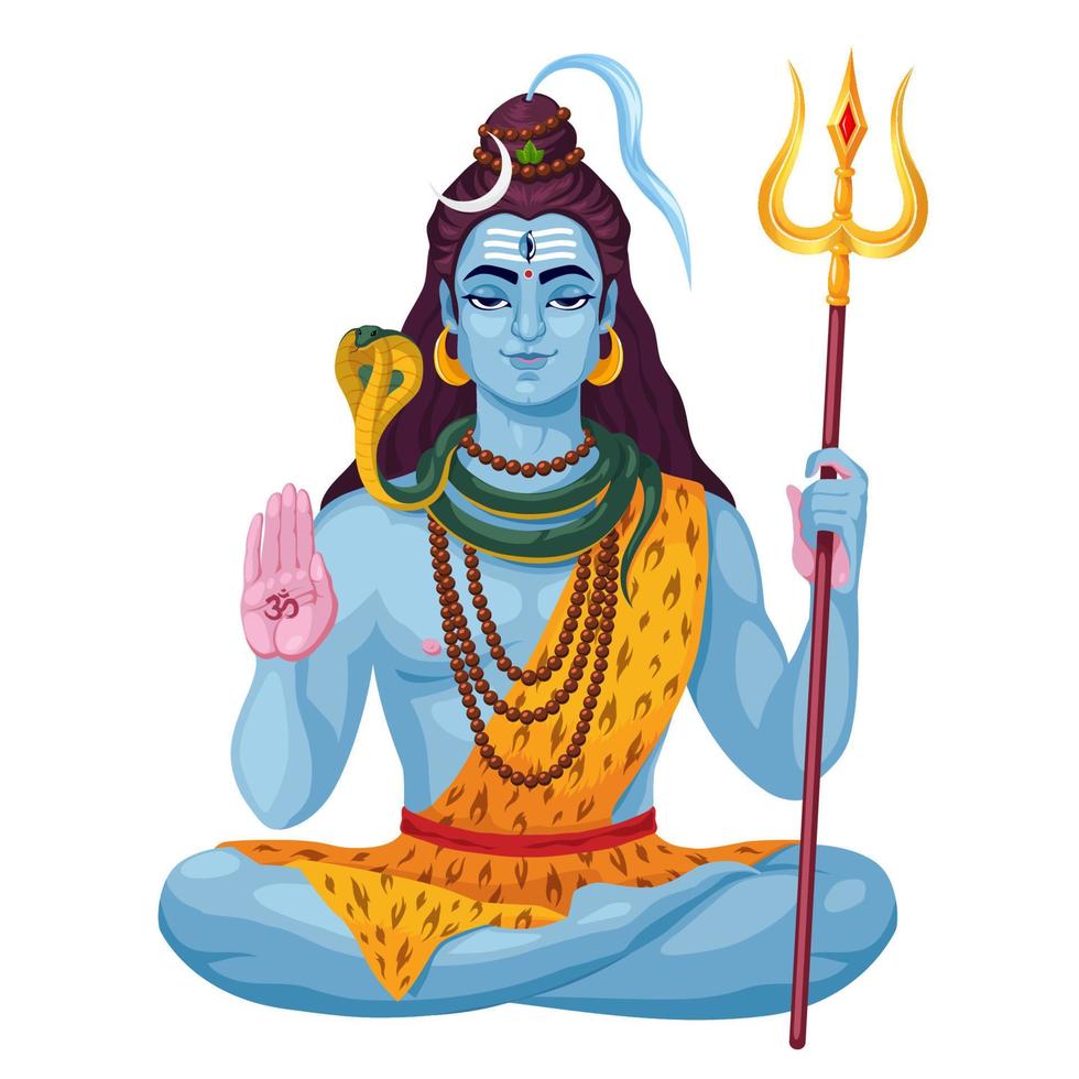 Lord Shiva, indian Maha Shivratri festival, vector illustration