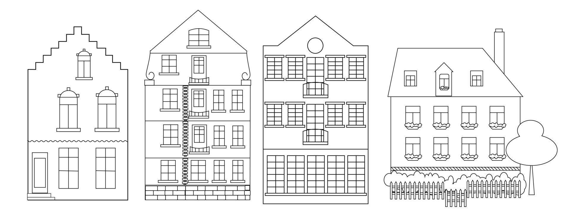 hermosas casas vectoriales vintage vector