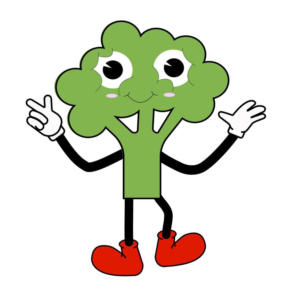 cartoon positive broccoli vector