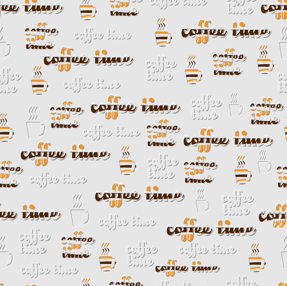 seamless pattern for a cafe with a quote about coffee and cups of coffee vector