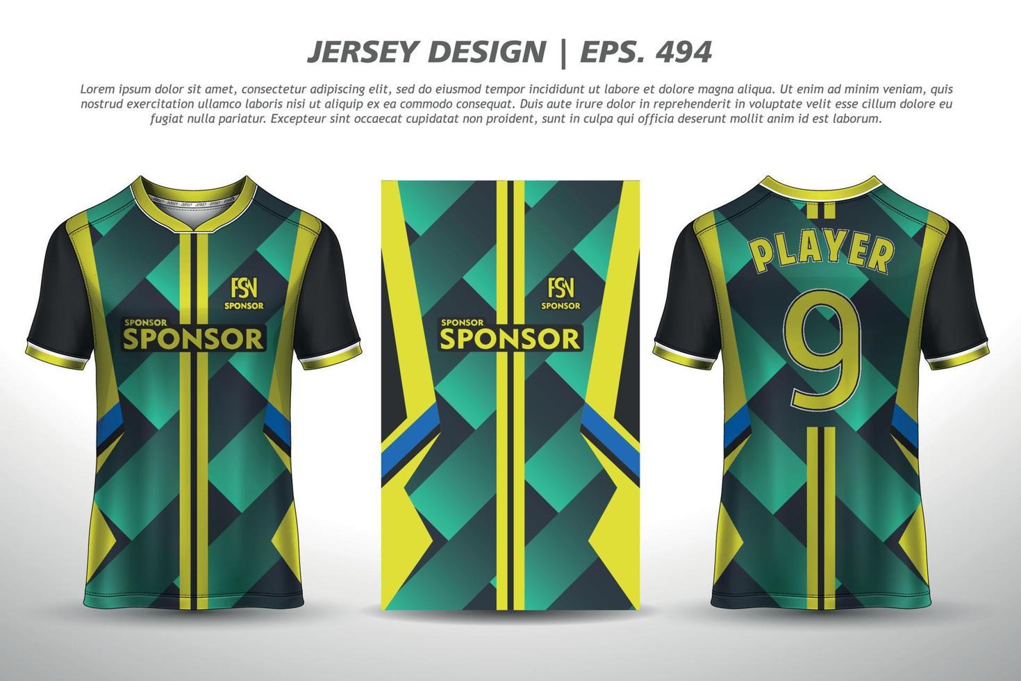 Jersey design sublimation t shirt Premium geometric pattern Incredible Vector collection for Soccer football racing cycling gaming motocross sports