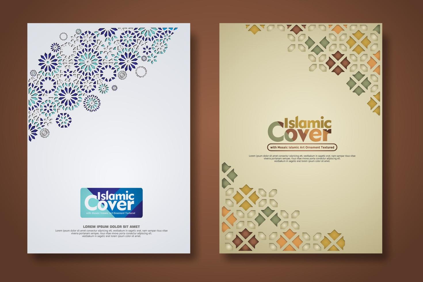 Islamic cover background template with ornamental colorful detail of floral mosaic islamic art ornament vector