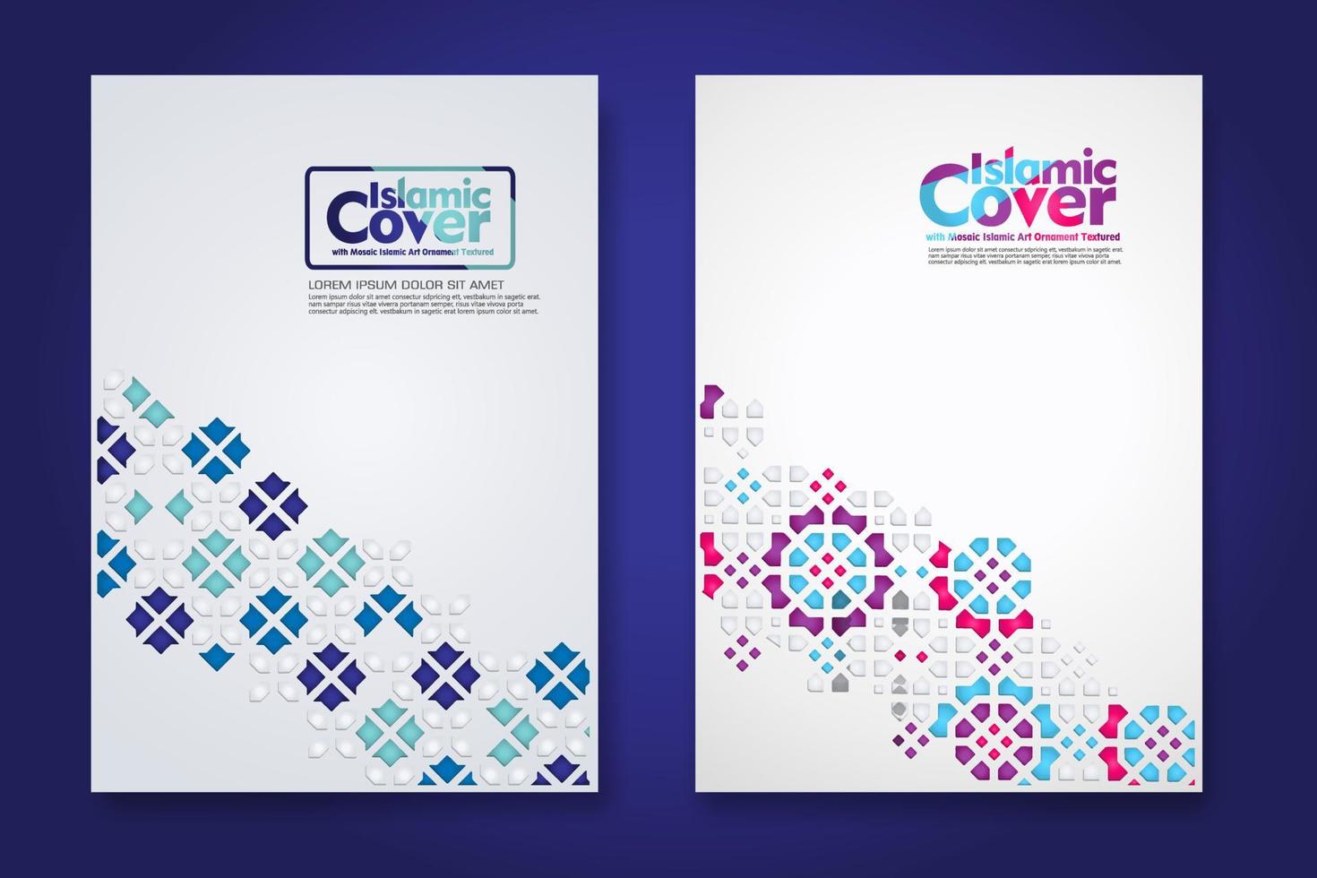 Islamic cover background template with ornamental colorful detail of floral mosaic islamic art ornament vector