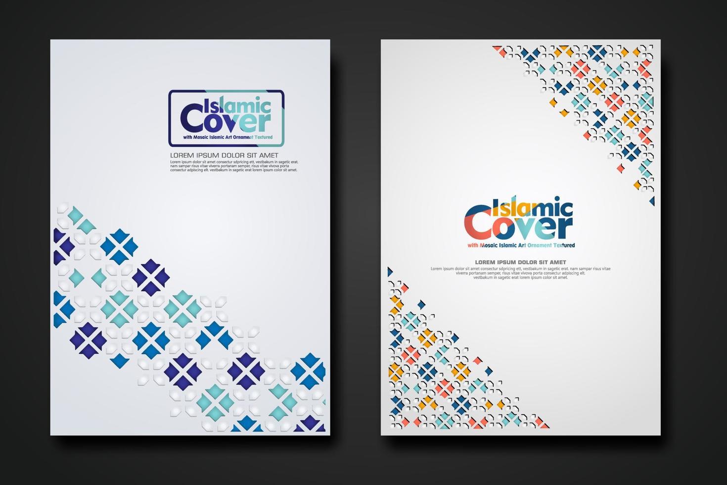 Islamic cover background template with ornamental colorful detail of floral mosaic islamic art ornament vector