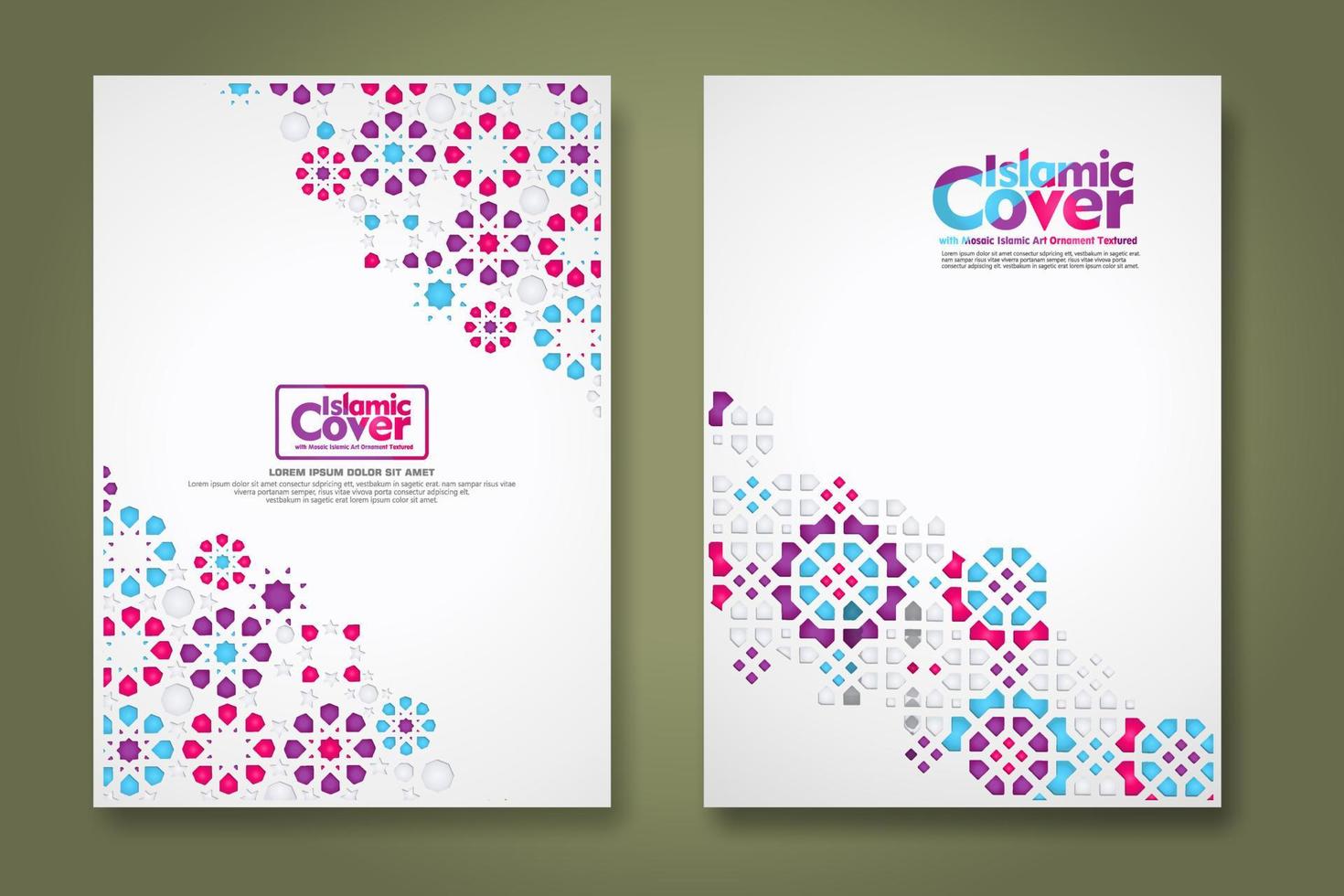 Islamic cover background template with ornamental colorful detail of floral mosaic islamic art ornament vector