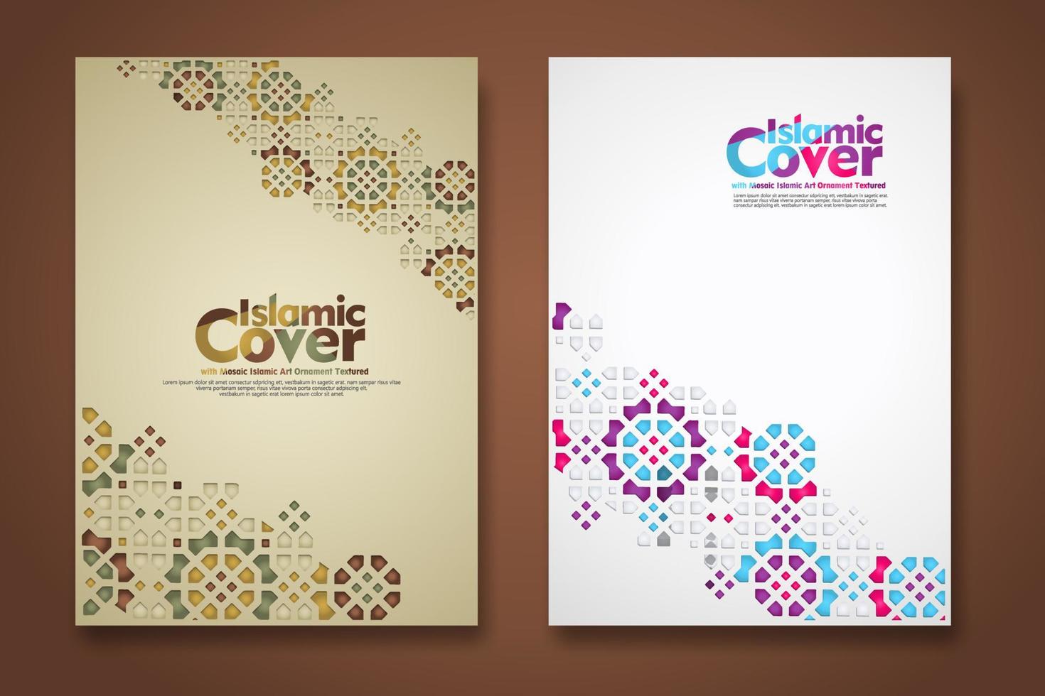 Islamic cover background template with ornamental colorful detail of floral mosaic islamic art ornament vector