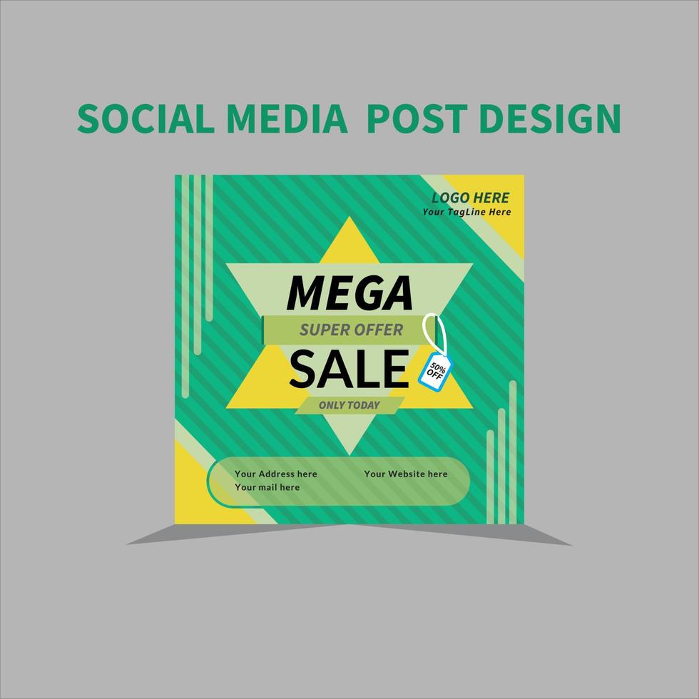 Mega Sale Post Design vector