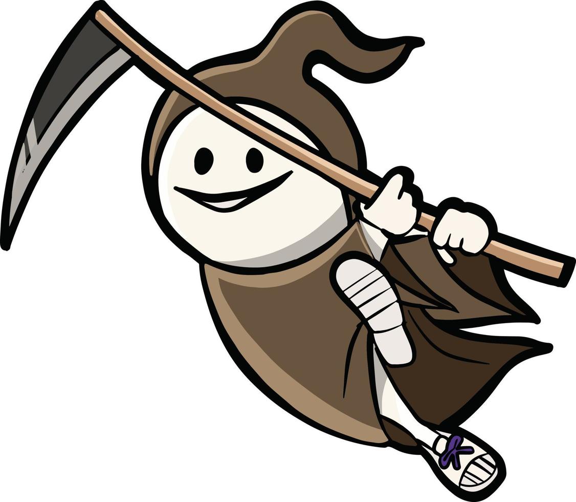 Reaper halloween jump with his scythe vector