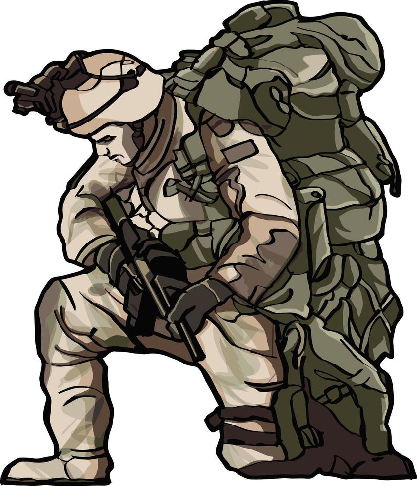 Military Us marine knee down vector