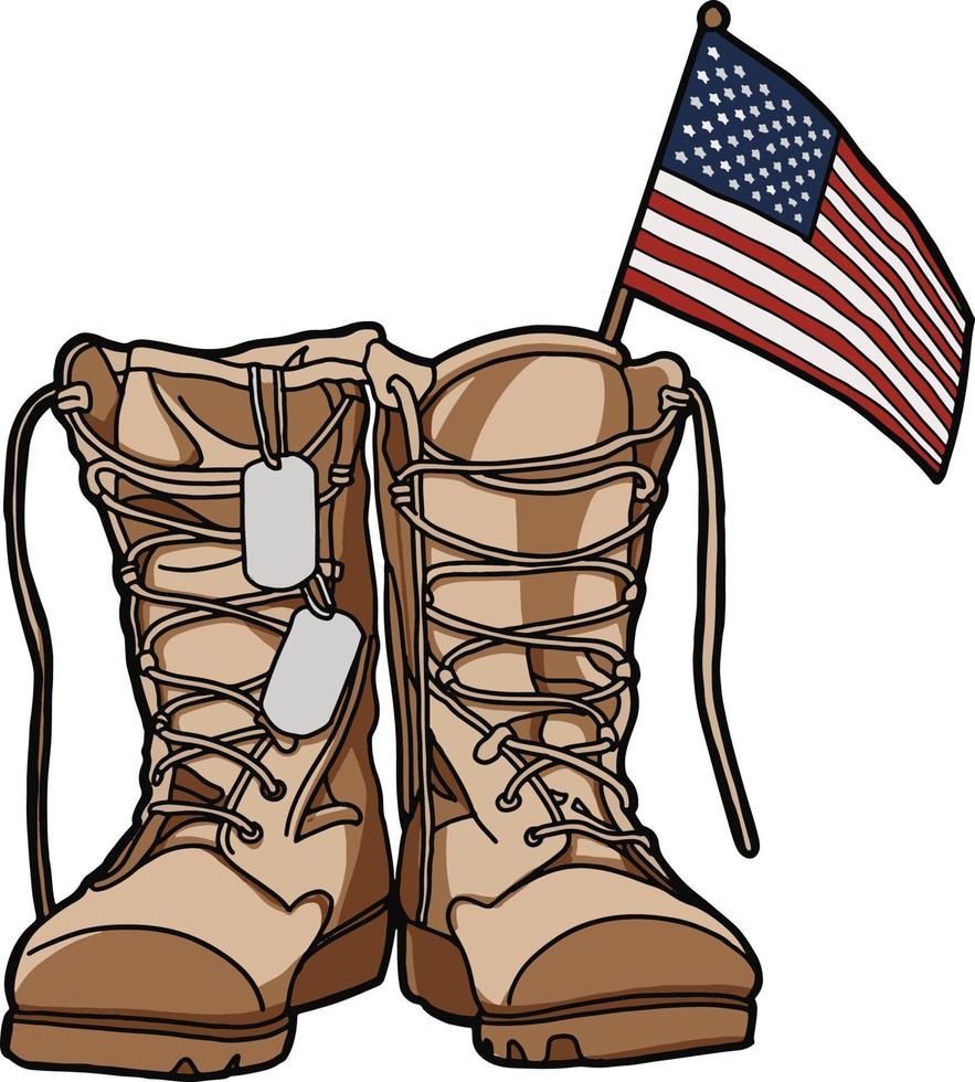 Veteran boot dog tag us flag vector