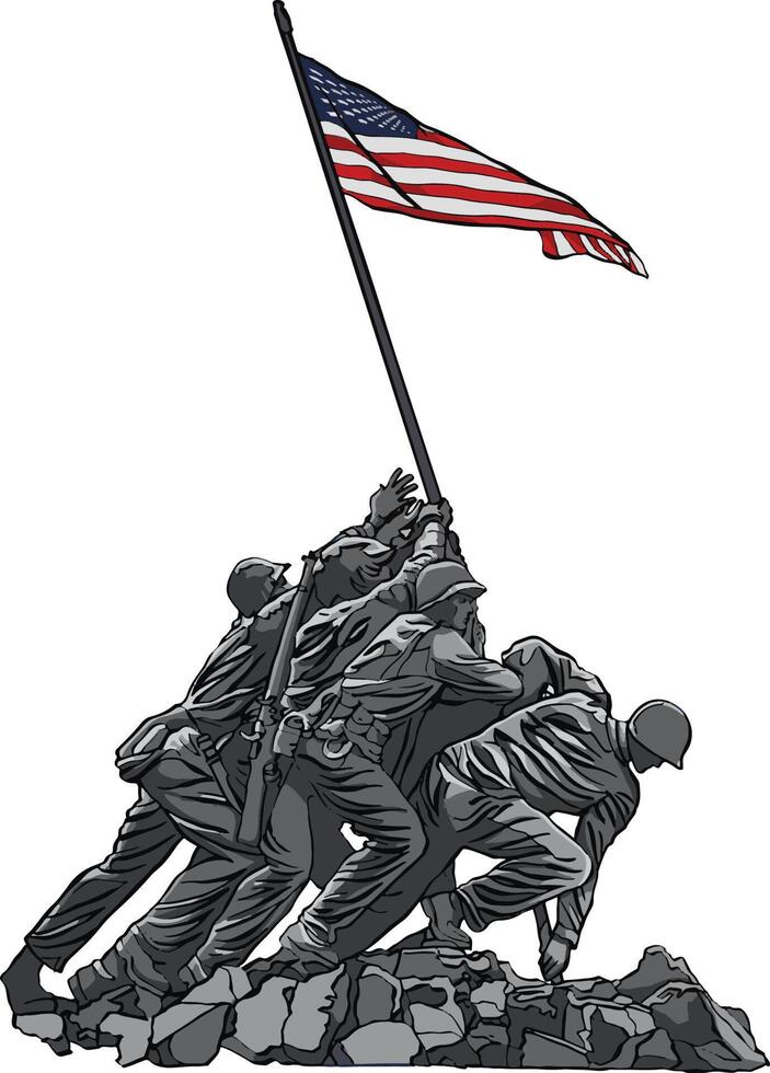 iwo jima monumento patriótico wwii memorial vector