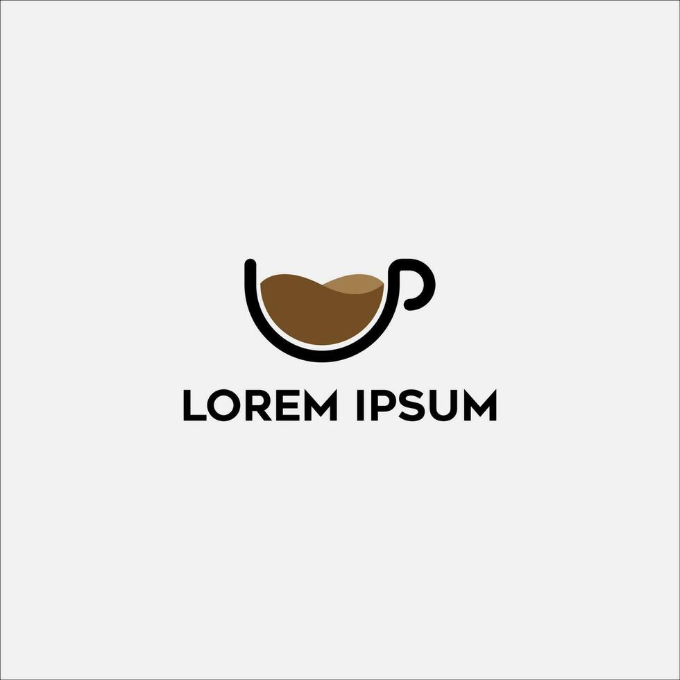 Coffee Logo. Modern Icon Symbol Monochrome Mono-line Minimalism vector logo for coffee shop.