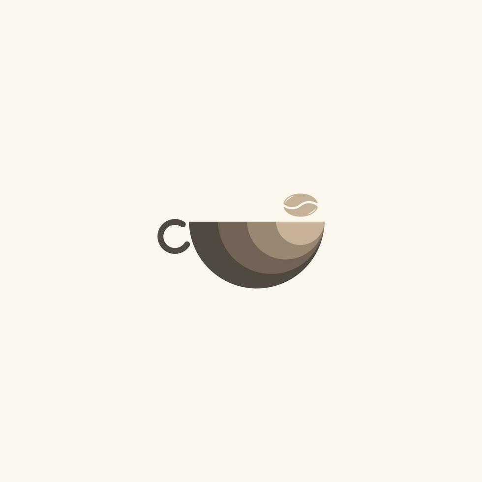 logotipo de café color marrón. símbolo de icono moderno monocromo monolínea minimalismo vector logo para cafetería.