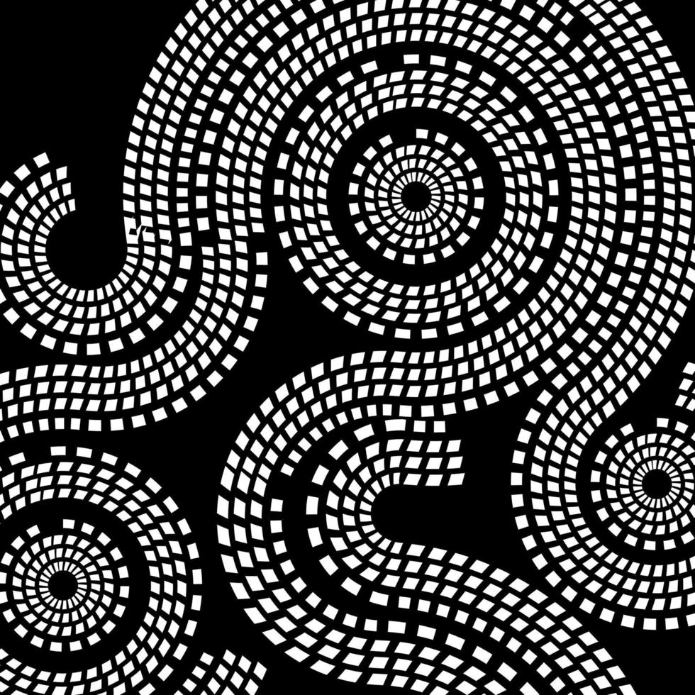 Ethnic Boho pattern, triangles, and circles in African style on black background with dynamic waves,  Tribal art for print, Wall frames, textile, wrapping papers, mobile covers vector