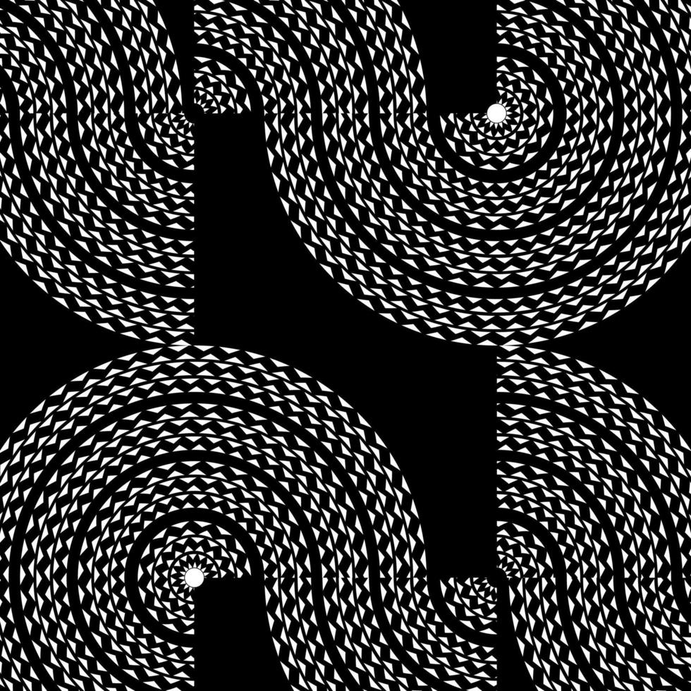 Ethnic Boho pattern, triangles, and circles in African style on black background with dynamic waves,  Tribal art for print, Wall frames, textile, wrapping papers, mobile covers vector