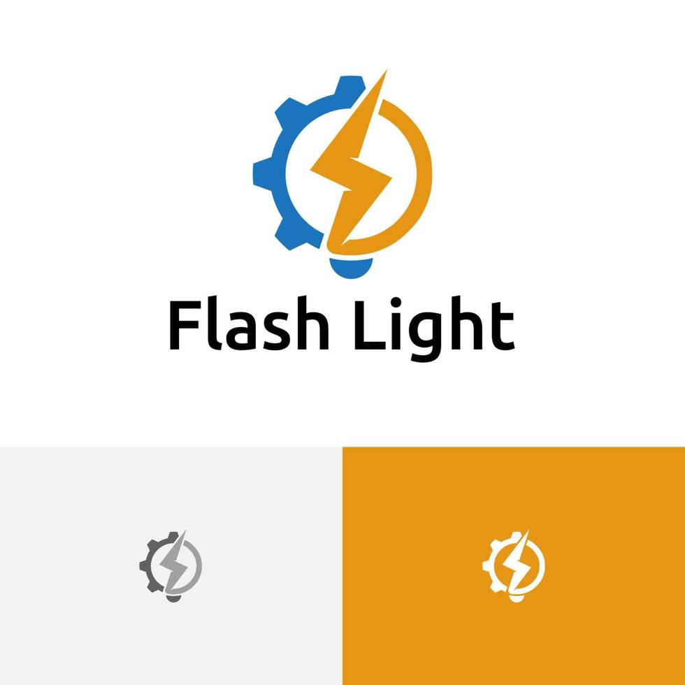 logotipo de equipo de trueno de fábrica de lámparas de luz de flash vector