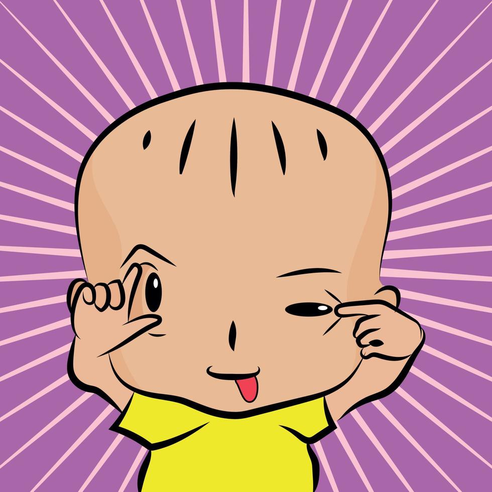 niño haciendo cara tonta mostrando su lengua vector