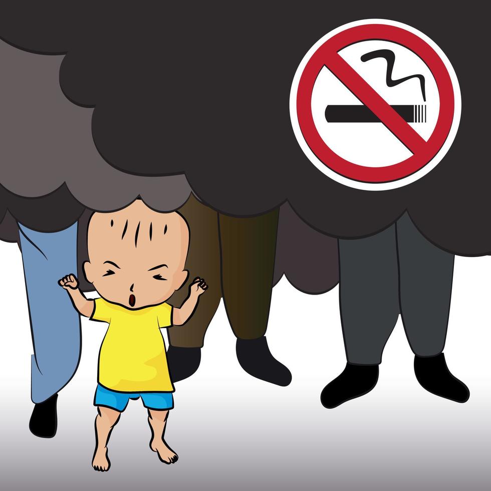 Child Annoyed By Smoke vector