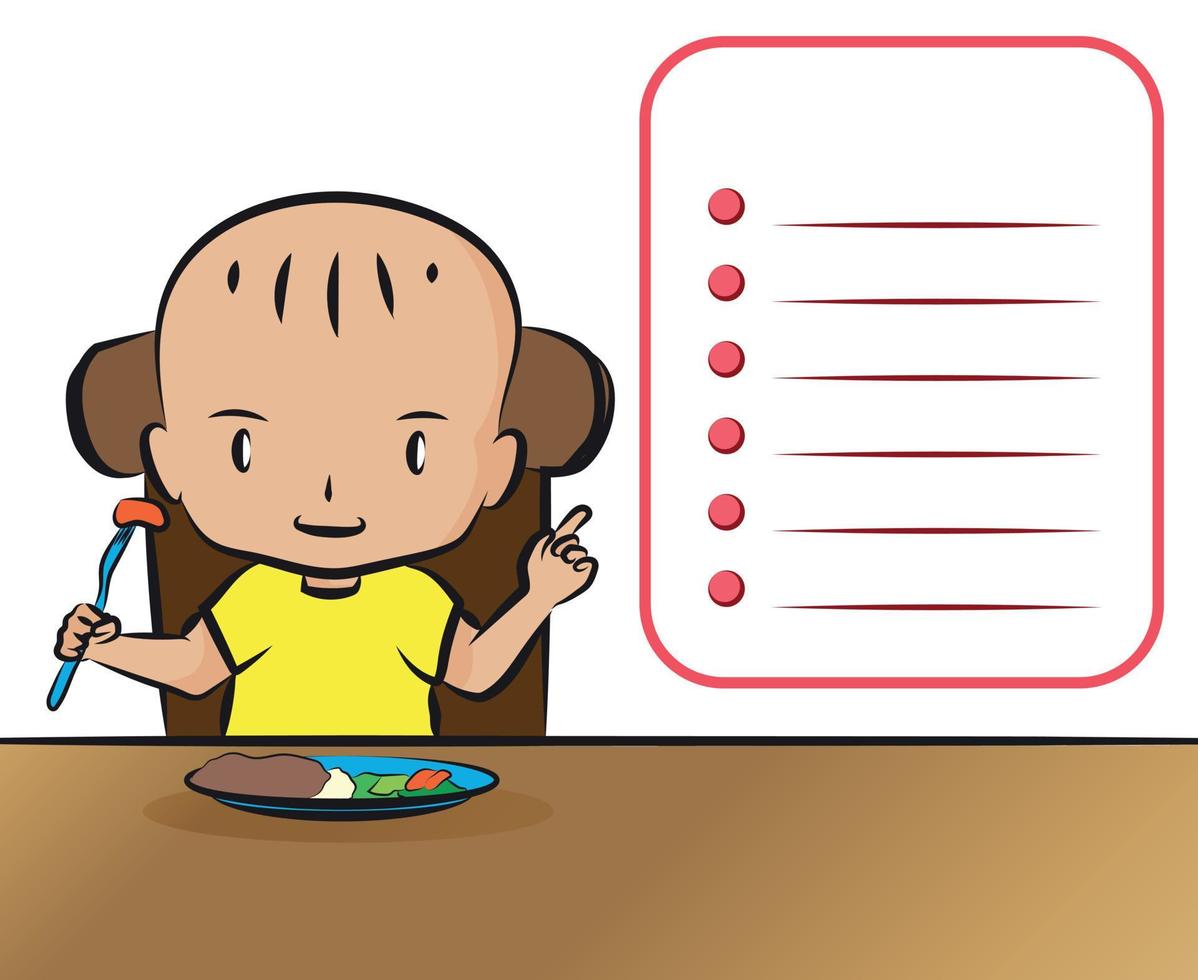 Child Pointing At Nutrition Bullet Board vector